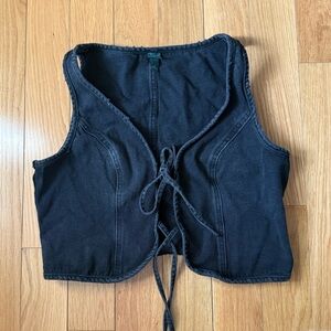 Black Denim Tie Vest